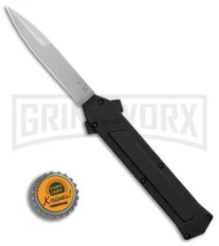 AKC F-16 Black Inlay D/A OTF Automatic Knife - Bayo Satin Plain -Kershaw Store AKC F16 DA Bayonet Black Inlay satin BHQ 79503 er bottlecap large