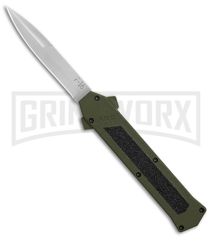 AKC F-16 OD Green D/A OTF Automatic Knife - Bayo Satin Plain 3 AKC F-16 OD Green D/A OTF Automatic Knife - Bayo Satin Plain