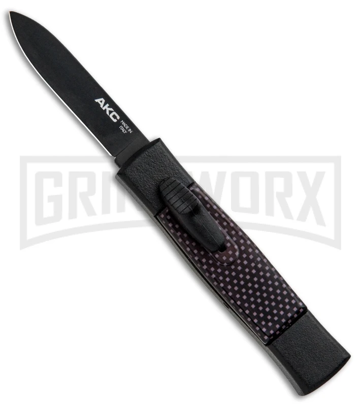 AKC Minion Concord Black/Sim Carbon Fiber OTF Automatic Knife - Black Flat 3 AKC Minion Concord Black/Sim Carbon Fiber OTF Automatic Knife - Black Flat