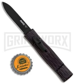 AKC Minion Concord Sim Carbon Fiber OTF Automatic Knife - Black Flat -Kershaw Store AKC Minion Concord Slim CF OTF Auto Black Flat GX 33108 jr bottlecap large