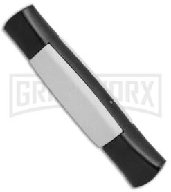 AKC 077 Concord Black/White OTF Automatic Knife - Flat Satin Plain -Kershaw Store AKC OTF Concord 077 Black White Flat BHQ 52354 jr side large