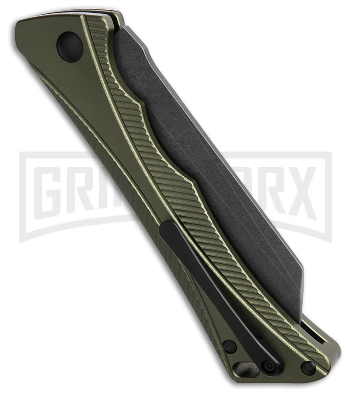 AKC Smarty Green W/Black Bolster Automatic Knife Reverse Tanto - Black SW Plain 5 AKC Smarty Green W/Black Bolster Automatic Knife Reverse Tanto - Black SW Plain - Image 3