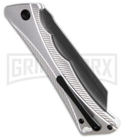 AKC Smarty Silver W/Black Bolster Automatic Knife Reverse Tanto - Black SW Plain -Kershaw Store AKC Smarty Automatic Knife Silver w Black Bolster 3.3in Black Stonewash BHQ 185812 hd side large