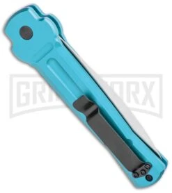 AKC X-treme ACE Light Blue Automatic Knife - Satin Plain -Kershaw Store AKC X treme Ace Auto Light Blue Satin BHQ 105418 jr side large