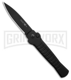 AKC X-treme Ace1 Side Opener Black Automatic Knife - Black Plain