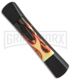 AKC Concord Flames OTF Automatic Knife - Flat Grind Black Plain 7 AKC Concord Flames OTF Automatic Knife - Flat Grind Black Plain -Kershaw Store AKC concord flames flat grind black plain BP 19005 er side large