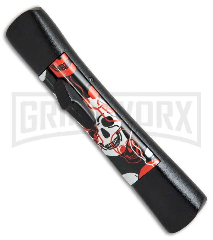 AKC Concord Red/White Skull OTF Automatic Knife - Flat Grind Black Flat 4 AKC Concord Red/White Skull OTF Automatic Knife - Flat Grind Black Flat - Image 2