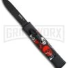 AKC Minion Concord Red/White Skull OTF Automatic Knife - Black Flat -Kershaw Store AKC minion concord red white skull black flat BP 19001 er large