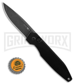 AKC X-treme Dandy Black Aluminum Automatic Knife - Black Stonewash Plain -Kershaw Store Akc Xtreme Dandy Black Aluminum AK Black SW BHQ 175549 td size large