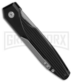 AKC X-treme Dandy Black Aluminum Automatic Knife - Stonewash Plain -Kershaw Store Akc Xtreme Dandy Black Aluminum AK SW BHQ 174573 td side large