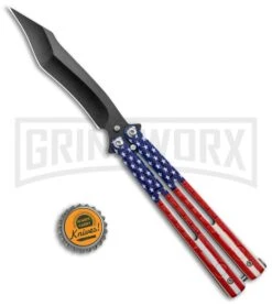 American Flag Balisong Butterfly Knife Black - Blade Pain -Kershaw Store American Flag Balisong Butterfly Black Blade BF 202 5 GX 37597 jr bottlecap large