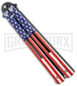 American Flag Balisong Butterfly Knife Black - Blade Pain -Kershaw Store American Flag Balisong Butterfly Black Blade BF 202 5 GX 37597 jr spine large