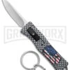 American Flag Mini Dog Tag Gray Carbon Fiber D/A OTF Auto Knife -Satin Plain -Kershaw Store American Flag Mini Dog Tag CF DA Auto Satin BHQ 175038 jr large
