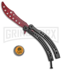 Andux CS Black Balisong Butterfly Trainer - Cracked Red Holes -Kershaw Store Andux C S Black Balisong Butterfly Trainer Cracked Red Holes A0002975 BP 24576 jr bottlecap large