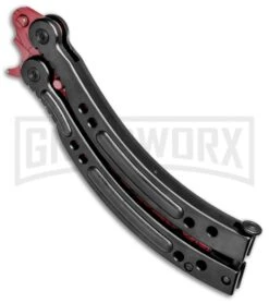 Andux CS Black Balisong Butterfly Trainer - Cracked Red Holes -Kershaw Store Andux C S Black Balisong Butterfly Trainer Cracked Red Holes A0002975 BP 24576 jr spine large