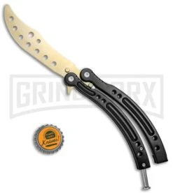 Andux CS Black Balisong Butterfly Trainer - Gold Holes -Kershaw Store Andux C S Black Balisong Butterfly Trainer Gold Holes AB000929 BP 24577 jr bottlecap large