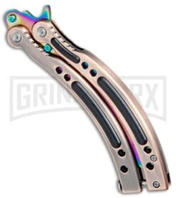 Andux CS Bronze/Black Balisong Butterfly Trainer - Spectrum Holes -Kershaw Store Andux C S Bronze Black Balisong Butterfly Trainer Spectrum Holes A0002545 BP 24575 jr side large