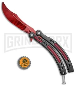 Andux CS Red/Black Balisong Butterfly Trainer - Red Plain -Kershaw Store Andux C S Red Black Balisong Butterfly Trainer Red Plain A0002538 BP 24571 jr bottlecap large