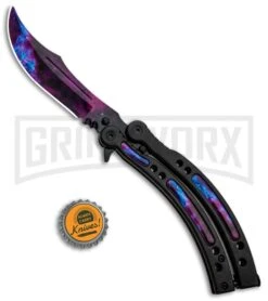 Andux CS Black Balisong Butterfly Knife W/ Stardust Inlays - Bowie Stardust -Kershaw Store Andux CS Black Balisong Butterfly Stardust Inlays Bowie Startdust PBF7T GX 33139 jr bottlecap large
