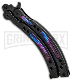 Andux CS Black Balisong Butterfly Knife W/ Stardust Inlays - Bowie Stardust -Kershaw Store Andux CS Black Balisong Butterfly Stardust Inlays Bowie Startdust PBF7T GX 33139 jr spine large