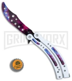 Andux CS White/Stardust Balisong Butterfly Trainer - Stardust Holes -Kershaw Store Andux CS White Stardust trainer stardust holes BP 24583 er bottlecap large