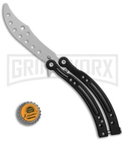 Andux CS Black Balisong Butterfly Trainer - Satin Holes -Kershaw Store Andux CS black trainer satin holes BP 24582 er bottlecap large