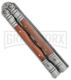 Andux Grift Rosewood Balisong Butterfly Trainer - Satin -Kershaw Store Andux Grift Rosewood trainer satin BP 24592 er spine large