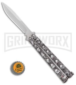 Andux Skull Fly Gray Butterfly Knife - Polished Bayo -Kershaw Store Andux Skull Fly Gray Butterfly Knife Polished Bayo GX 32722 er bottlecap large