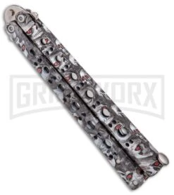 Andux Skull Fly Gray Butterfly Knife - Polished Bayo -Kershaw Store Andux Skull Fly Gray Butterfly Knife Polished Bayo GX 32722 er side large