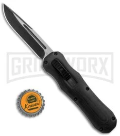 Atomic D/A Black G-10 OTF Automatic Knife - Drop Point Two Tone Plain -Kershaw Store Atomic DA Black G 10 OTF Auto DP TT Plain GX 33379 jr bottlecap large