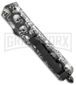 Atomic Slim Dagger White Skull OTF Automatic Knife - Two Tone Plain 9 Atomic Slim Dagger White Skull OTF Automatic Knife - Two Tone Plain -Kershaw Store Atomic Dagger White Skull OTF Auto TT Plain GX 33415 jr side large