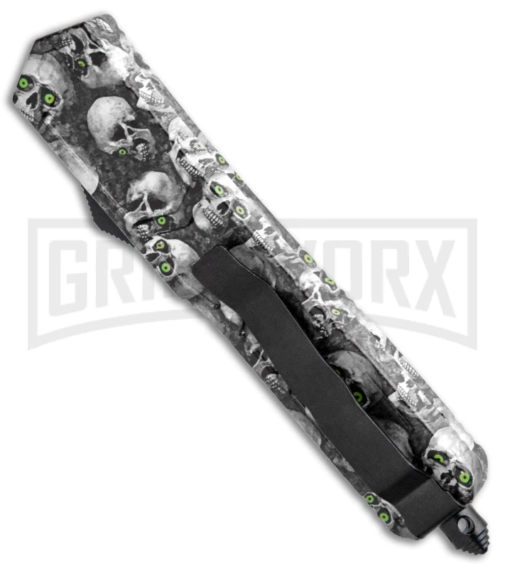 Atomic Slim Dagger White Skull OTF Automatic Knife - Two Tone Plain 5 Atomic Slim Dagger White Skull OTF Automatic Knife - Two Tone Plain - Image 3