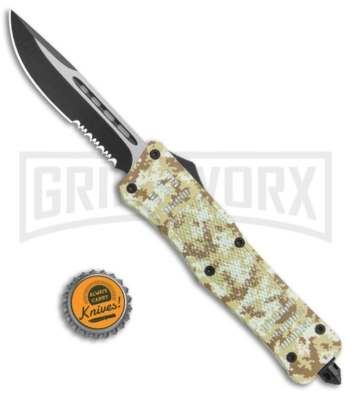 Atomic Defender Large OTF Automatic Knife Tan Digi Camo - Serr Two Tone Drop 7 Atomic Defender Large OTF Automatic Knife Tan Digi Camo - Serr Two Tone Drop - Image 5