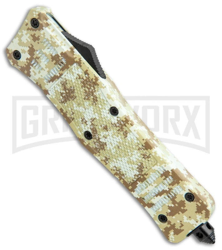 Atomic Defender Large OTF Automatic Knife Tan Digi Camo - Serr Two Tone Drop 4 Atomic Defender Large OTF Automatic Knife Tan Digi Camo - Serr Two Tone Drop - Image 2