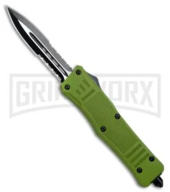Atomic Defender Large OTF Automatic Knife OD Green - Serr Two Tone Dagger