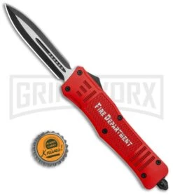 Atomic Defender Large OTF Automatic Knife Fire Dept. Red - Two-tone -Kershaw Store Atomic Defender Large OTF Auto Fire Department Red TT Dagger GX 37337 jr bottlecap large