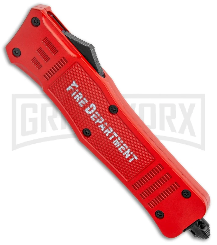 Atomic Defender Large OTF Automatic Knife Fire Dept. Red - Two Tone Tanto 4 Atomic Defender Large OTF Automatic Knife Fire Dept. Red - Two Tone Tanto - Image 2