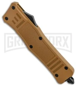 Atomic Defender Large OTF Automatic Knife Sand Brown - Brown Two Tone Drop Point 9 Atomic Defender Large OTF Automatic Knife Sand Brown - Brown Two Tone Drop Point -Kershaw Store Atomic Defender Large OTF Auto Sand Brown Brown TT DP GX 37338 jr side large