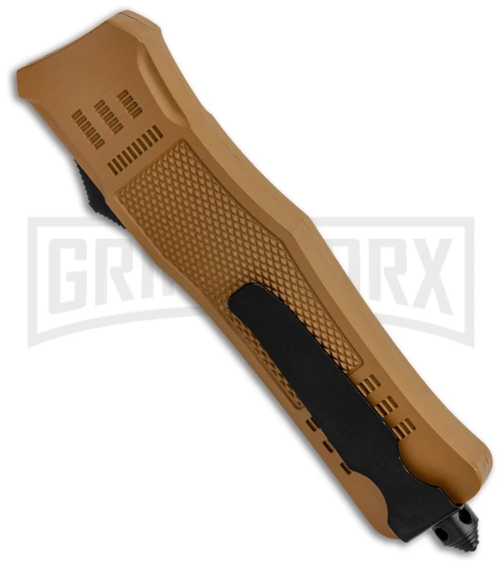 Atomic Defender Large OTF Automatic Knife Sand Brown - Brown Two Tone Drop Point 4 Atomic Defender Large OTF Automatic Knife Sand Brown - Brown Two Tone Drop Point - Image 2