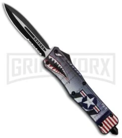 Atomic Defender Large OTF Automatic Knife Blue Warhawk - Serr Two Tone Dagger