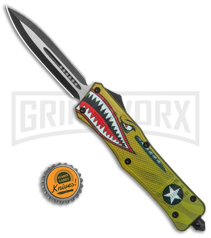Atomic Defender Large OTF Auto Knife Yellow Warhawk - Two Tone Dagger 7 Atomic Defender Large OTF Auto Knife Yellow Warhawk - Two Tone Dagger - Image 5