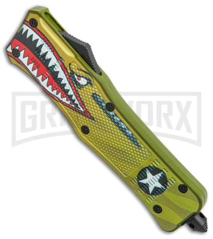 Atomic Defender Large OTF Auto Knife Yellow Warhawk - Two Tone Dagger 4 Atomic Defender Large OTF Auto Knife Yellow Warhawk - Two Tone Dagger - Image 2