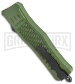 Atomic Defender Medium OTF Automatic Knife Dark Green - Two Tone Drop Point -Kershaw Store Atomic Defender Medium OTF Auto Dark Green TT DP GX 38389 jr side large
