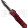 Atomic Defender Medium OTF Automatic Knife Red Skull - Two Tone Recurve -Kershaw Store Atomic Defender Medium OTF Auto Red Skull TT Recurve GX 37410 jr large