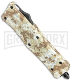 Atomic Defender Medium OTF Automatic Knife Tan Digi Camo - Dbl Serr Two Tone -Kershaw Store Atomic Defender Medium OTF Auto Tan Digi Camo Double Serr TT GX 37474 jr spine large