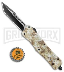 Atomic Defender Medium OTF Automatic Knife Tan Digi Camo - Plain Two Tone Tanto -Kershaw Store Atomic Defender Medium OTF Auto Tan Digi Camo TT Tanto GX 37460 jr bottlecap large