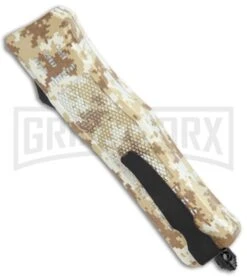Atomic Defender Medium OTF Automatic Knife Tan Digi Camo - Plain Two Tone Tanto -Kershaw Store Atomic Defender Medium OTF Auto Tan Digi Camo TT Tanto GX 37460 jr side large