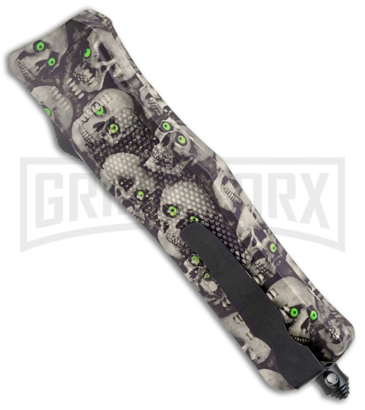 Atomic Defender Medium OTF Automatic Knife White Skull - Two Tone Recurve 5 Atomic Defender Medium OTF Automatic Knife White Skull - Two Tone Recurve - Image 3