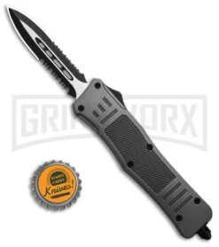 Atomic Defender Medium OTF Automatic Knife Gray - Two Tone Serrated Dagger -Kershaw Store Atomic Defender Medium OTF Automatic Knife Gray Two Tone Serrated Dagger GX 38808 td size large