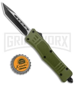 Atomic Defender Mini OTF Automatic Knife Army Green - Two Tone Tanto -Kershaw Store Atomic Defender Mini OTF Auto Army Green TT Tanto GX 37550 jr bottlecap large
